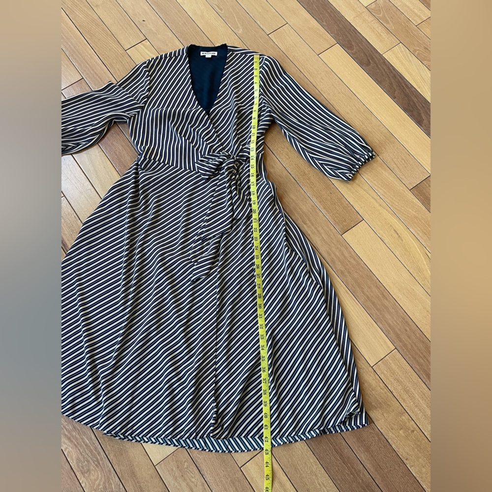 Whistles Callie Stripe Wrap Midi Workwear Dress Blue Yellow White UK 10 / US 6 - Picture 12 of 14